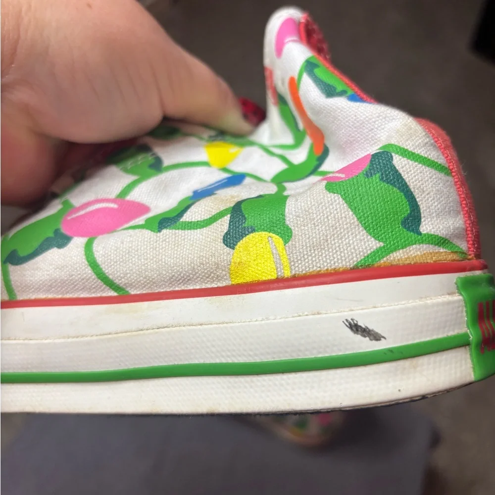 Converse Christmas Lights Print Canvas Hi Top Sneakers Men 8 Women 10 Holiday